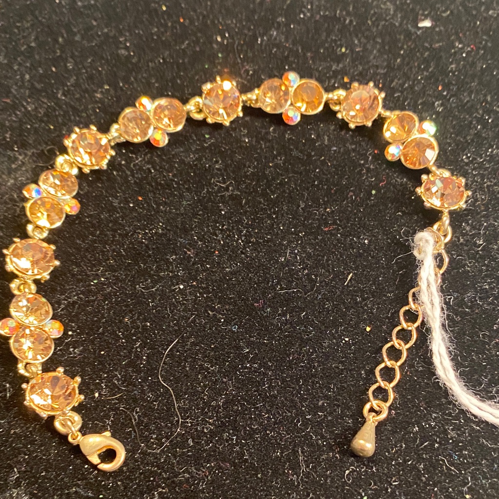 Gold Crystal Link Bracelet With Sparkling Accents